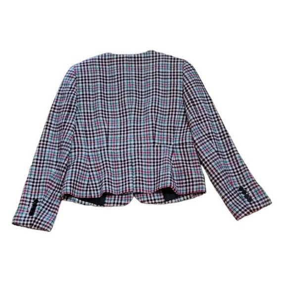 Talbots Women's Multicolored Plaid Blazer Size 6 Wool Blend Round Collar Button - Picture 3 of 7